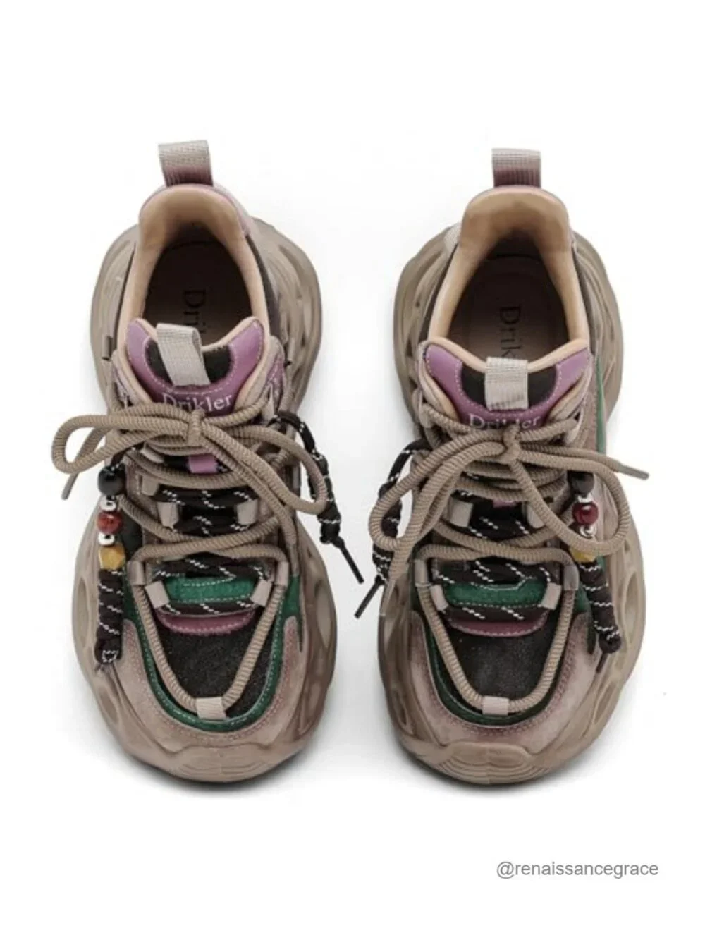 Women's Chunky Wedge Walking Shoes Lace-Up Platform Comfort Slip-Resistant